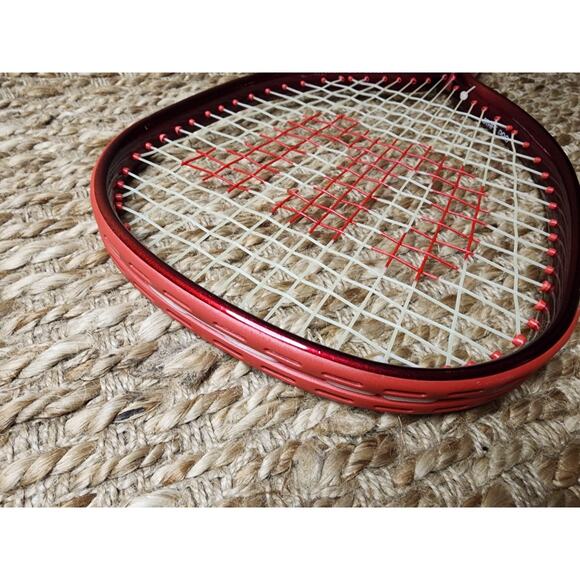 New Vintage Wilson Staff Pro Mid Plus High Beam Series Red White Racket & Case - Picture 7 of 8